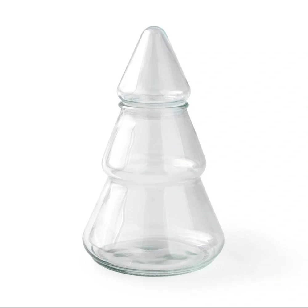 New! Target Bullseye Playground Novelty Tree Shaped Clear Glass Jar, 8.3” tall